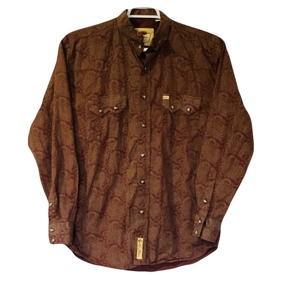 Larry Mahan Other - Vintage Larry Mahan Western Brown Paisley Cowboy Collection Rodeo Shirt Sz L
